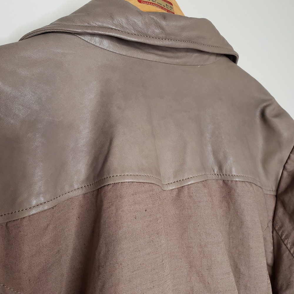 Lucky Brand Lamb Leather & Linen Moto Jacket Sz 3X Full Zip Boho Biker Coat - Picture 9 of 16